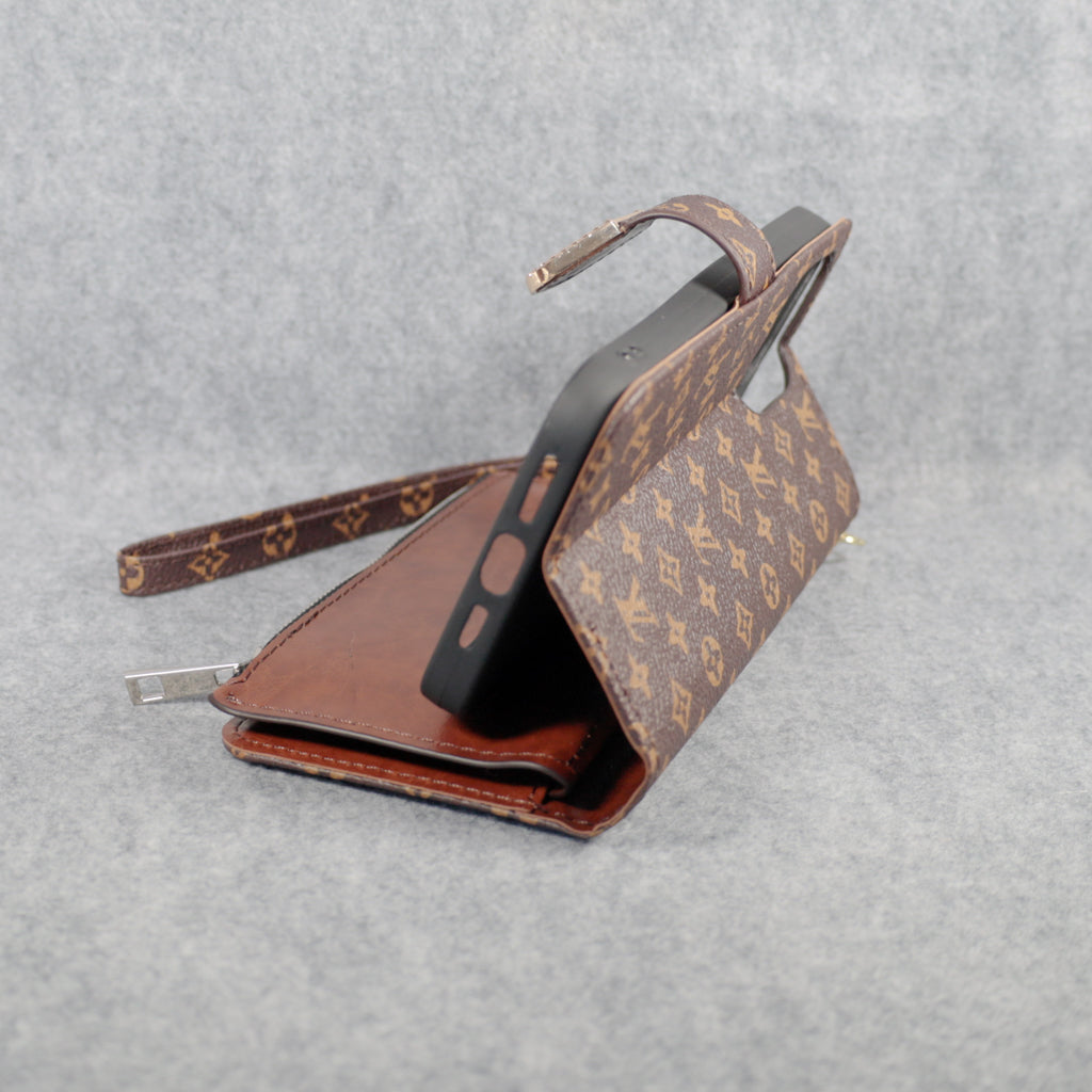 Fashion LV Wallet iPhone Case Zip Kickstand Function for iPhone