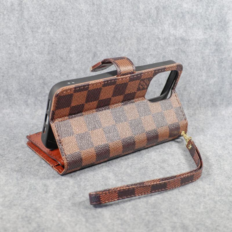 Designer Wallet LV Phone Case Zipper Wallet Kickstand for iPhone