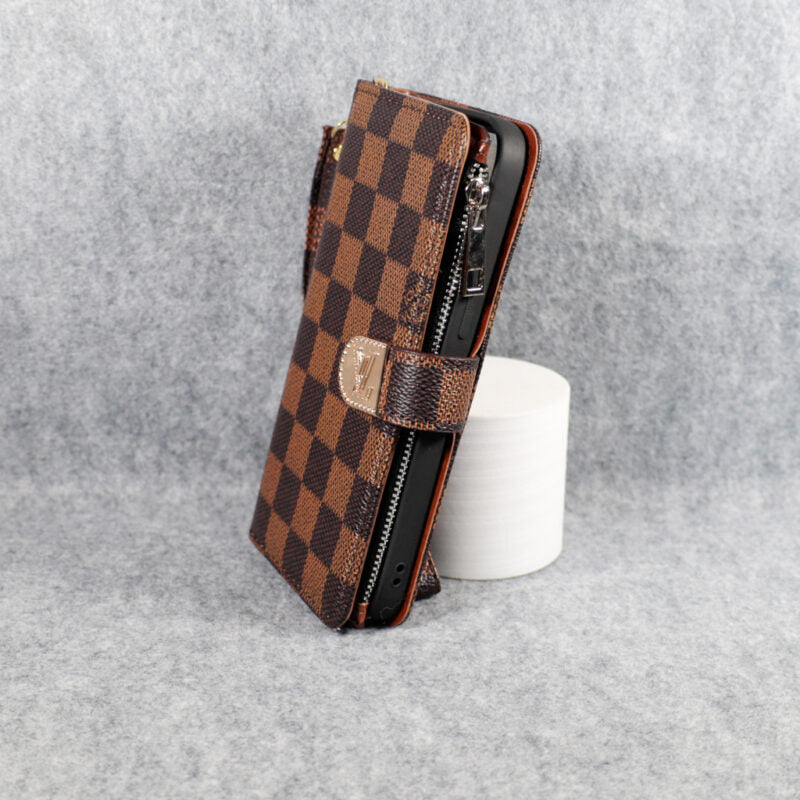 Designer Wallet LV Phone Case Zipper Wallet Kickstand for iPhone