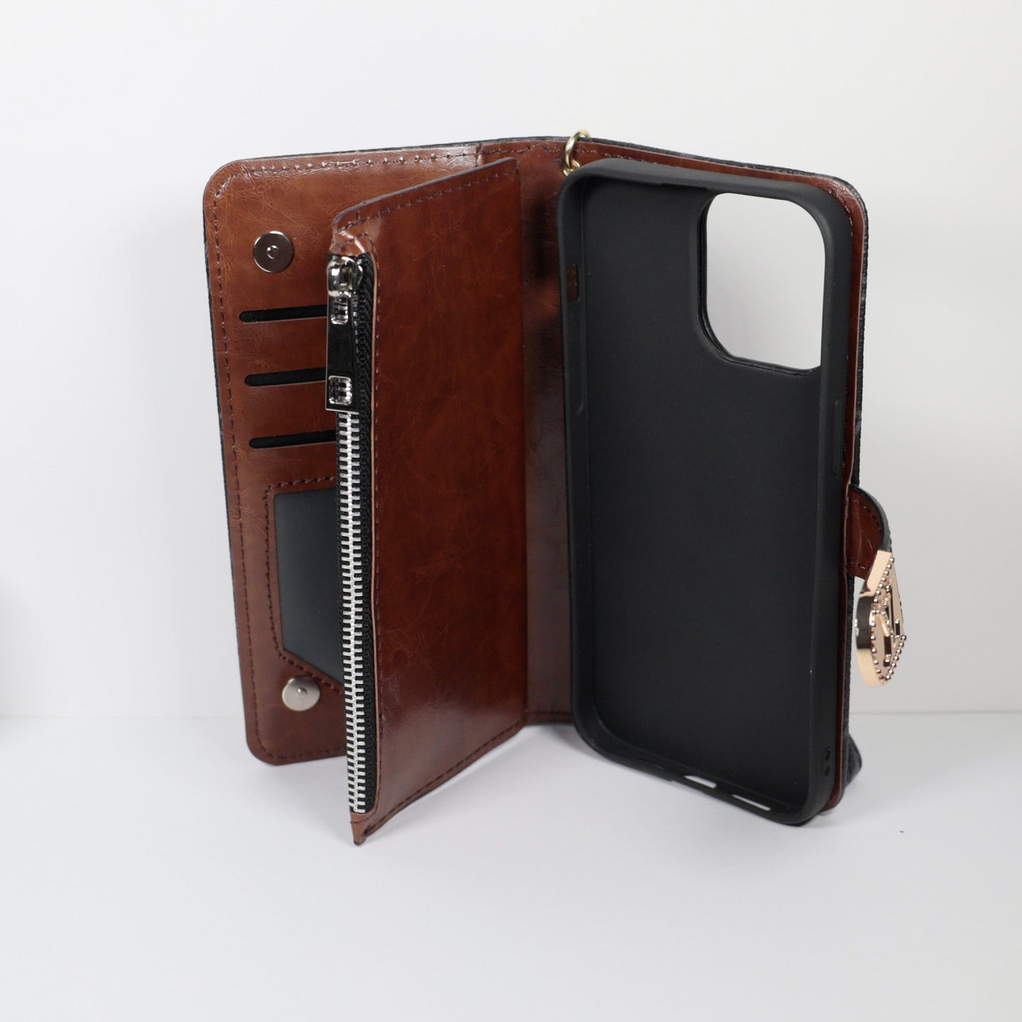 Luxury LV Wallet Phone Case Zipper Wallet Kickstand for iPhone