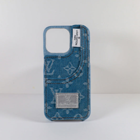 LV Phone Case 14 Pro Max Light Fabric Denim