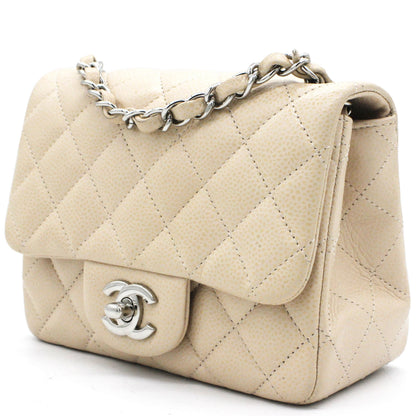 Chanel Beige Caviar Quilted Mini Square Flap Bag
