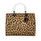 Brown Dior Large Canvas Leopard Print Lady Dior Satchel