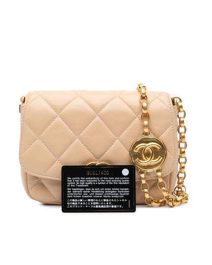 Quilted Lambskin Coin Flap Crossbody with Gold-Tone Chain Strap