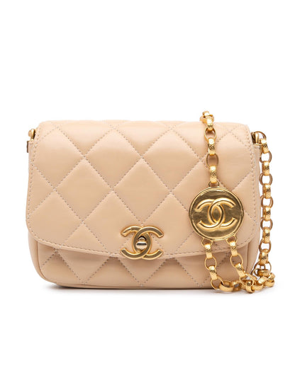Quilted Lambskin Coin Flap Crossbody with Gold-Tone Chain Strap