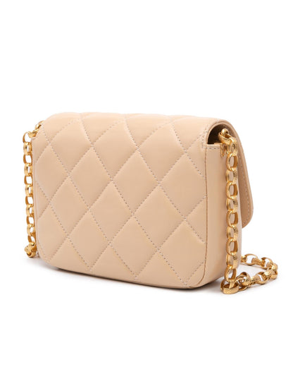 Quilted Lambskin Coin Flap Crossbody with Gold-Tone Chain Strap
