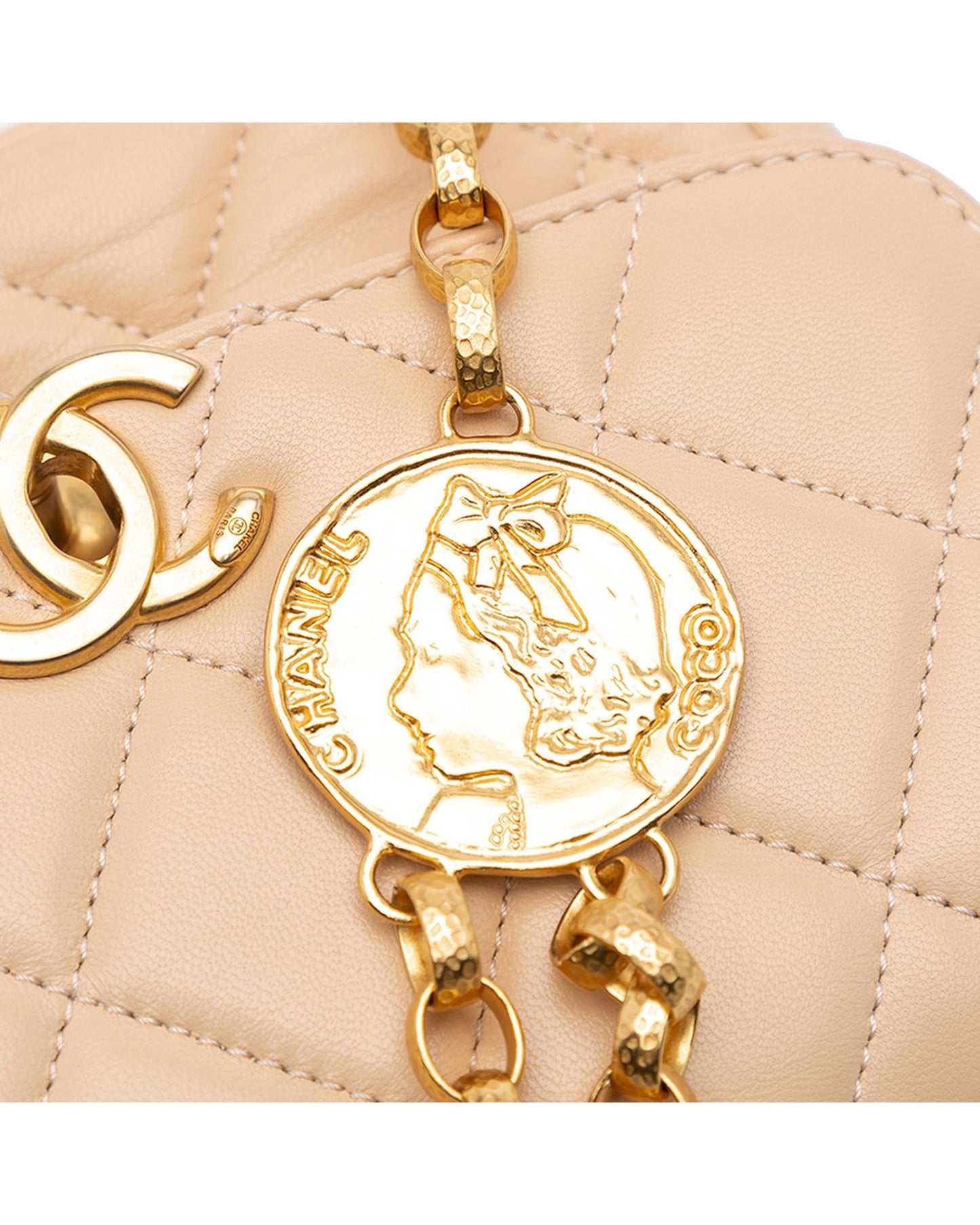 Quilted Lambskin Coin Flap Crossbody with Gold-Tone Chain Strap