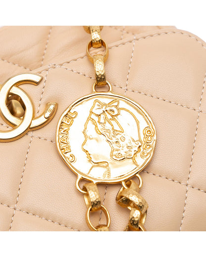 Quilted Lambskin Coin Flap Crossbody with Gold-Tone Chain Strap