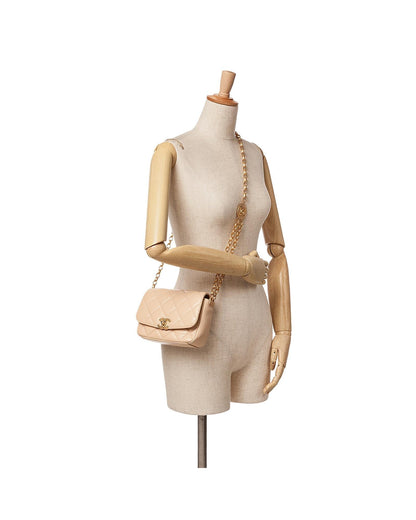 Quilted Lambskin Coin Flap Crossbody with Gold-Tone Chain Strap
