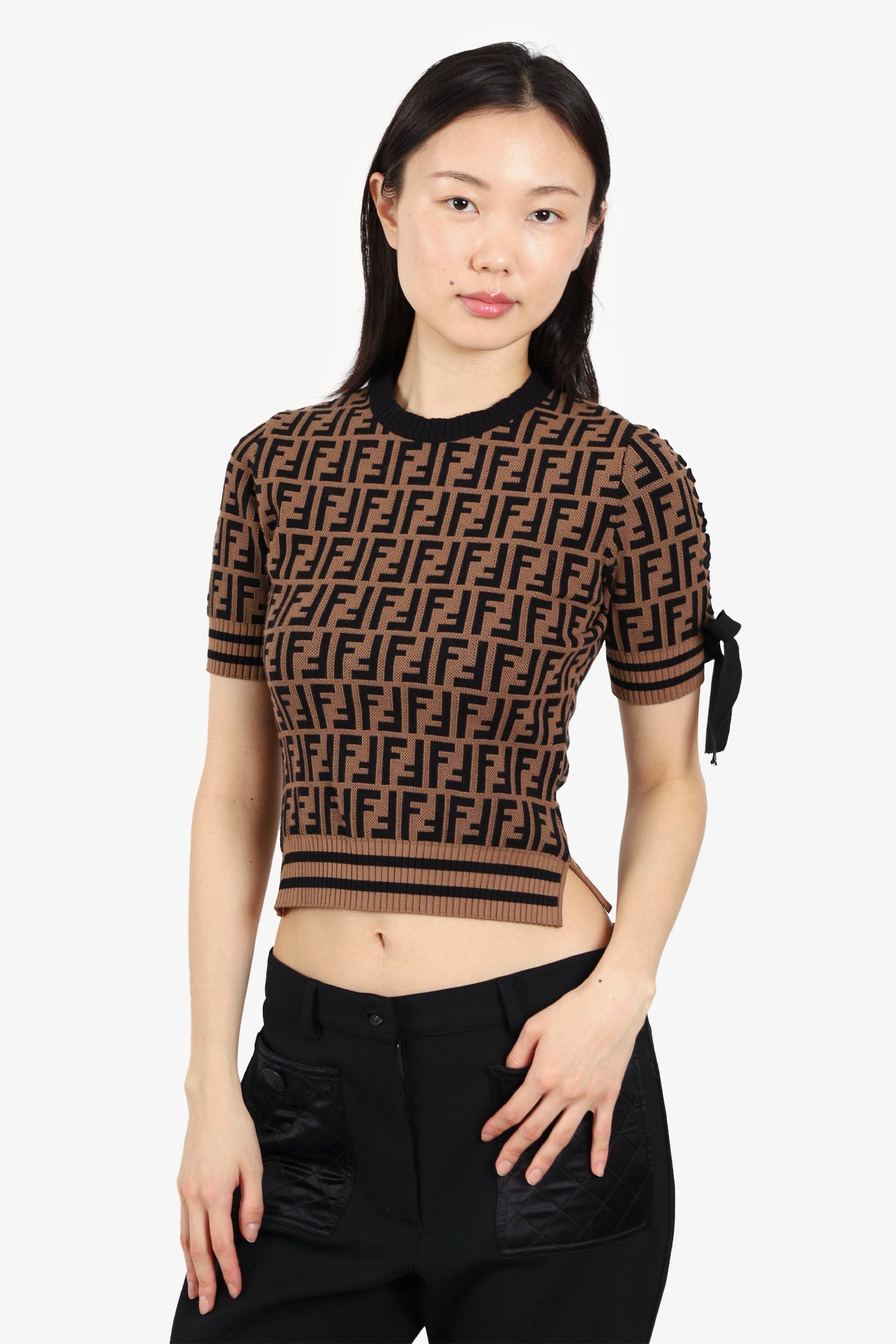 Fendi Brown Zucca Monogram Sweater Size 36