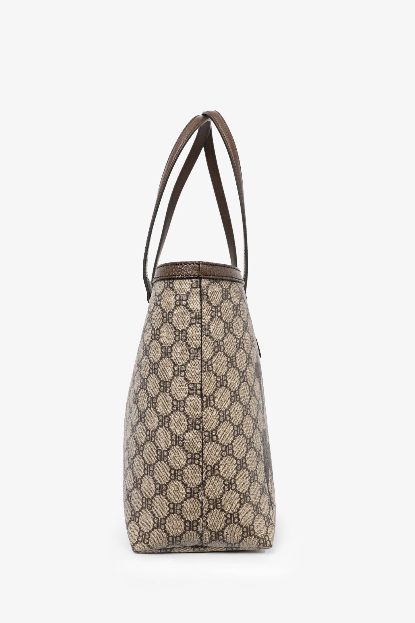 Gucci X Balenciaga Brown Bb Supreme Ophidia 'This Is Not A Gucci Bag' Printed Shopping Tote