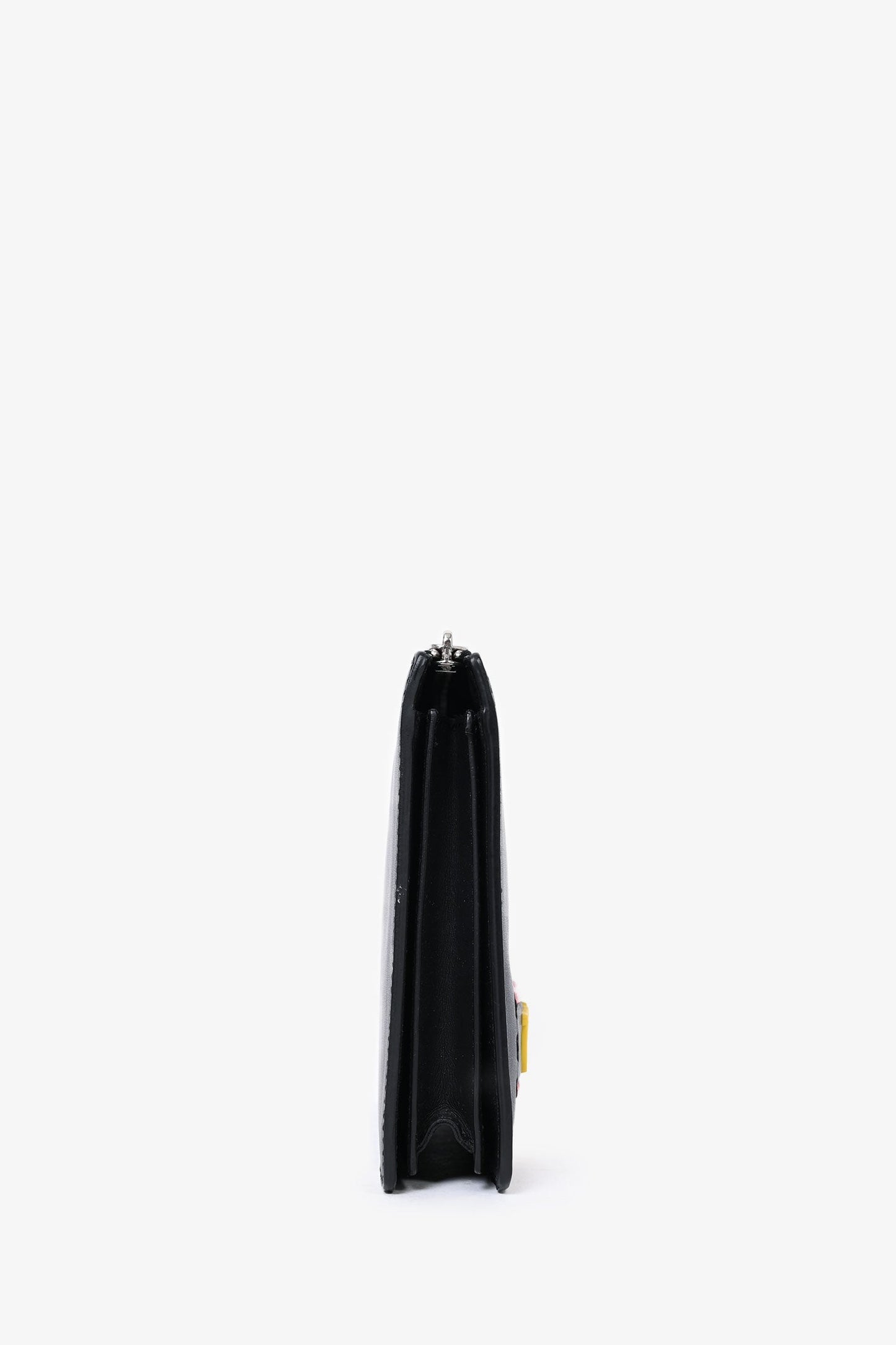 Fendi Black/Yellow Leather Logo 'Think Fendi' Pouch
