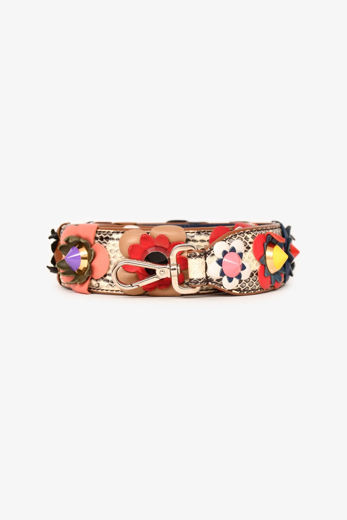 Fendi Leather Multicolour Floral Studded Strap