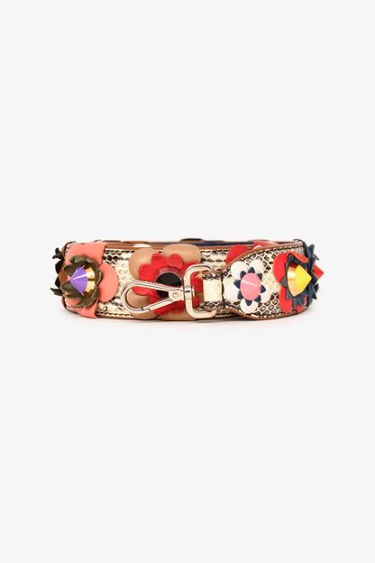 Fendi Leather Multicolour Floral Studded Strap