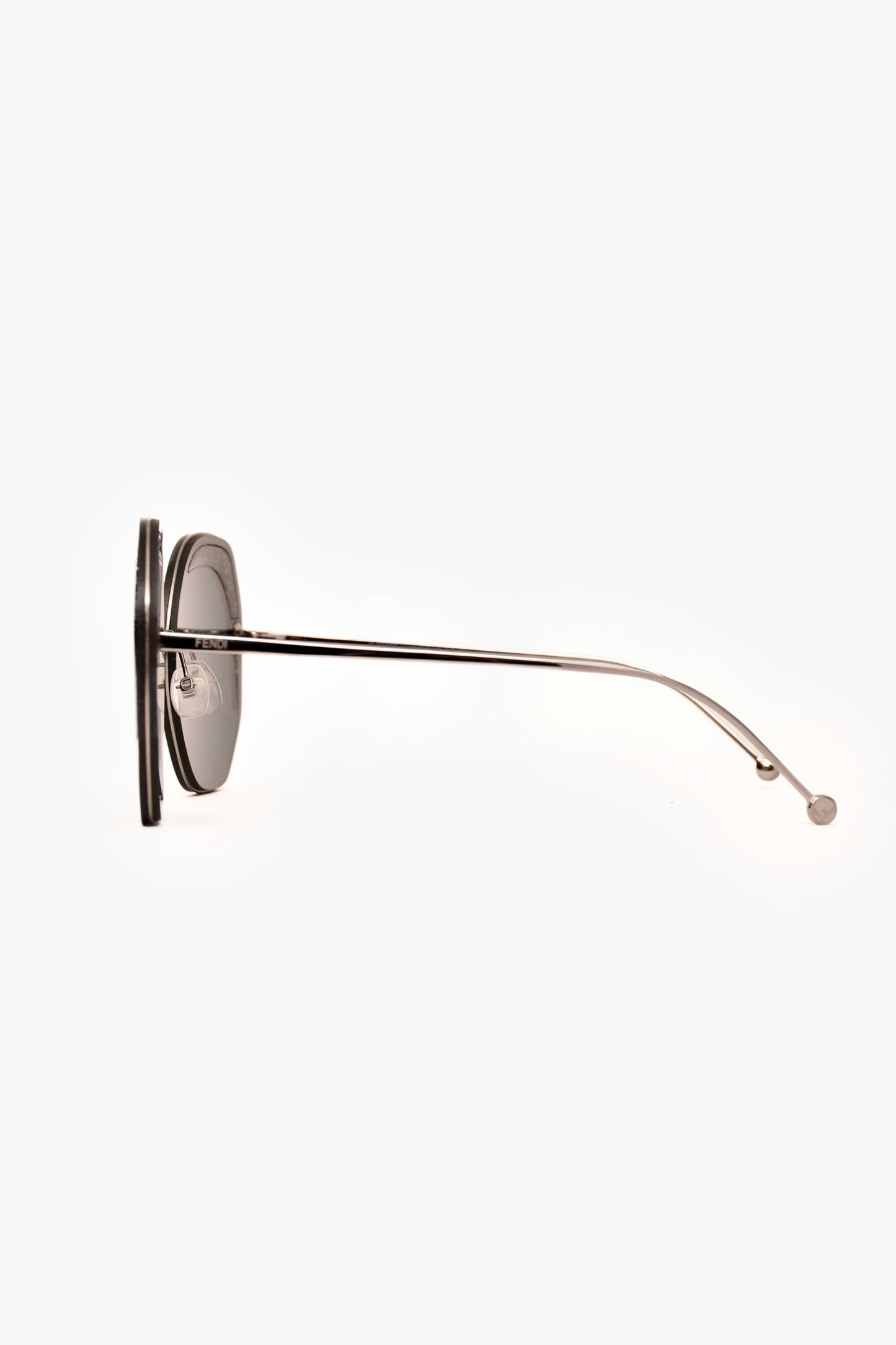 Fendi Black/Silver Tone Glitter Octangular Sunglasses
