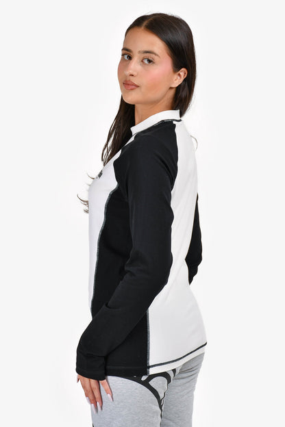 Fendi Black/White Logo Long Sleeve Top Size M