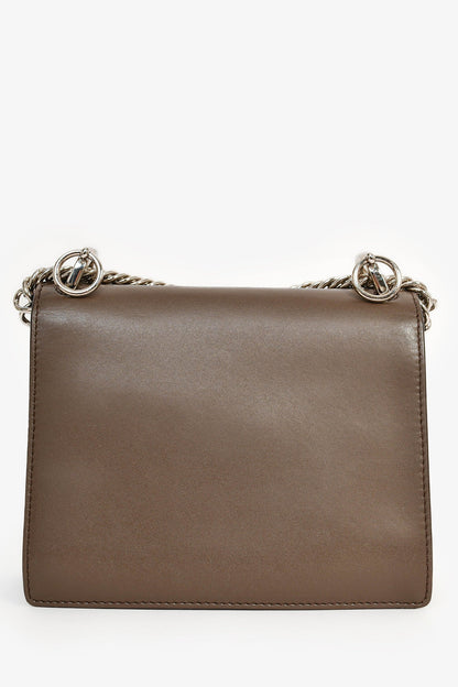 Fendi Brown Leather Small 'Kan I' Chain Crossbody