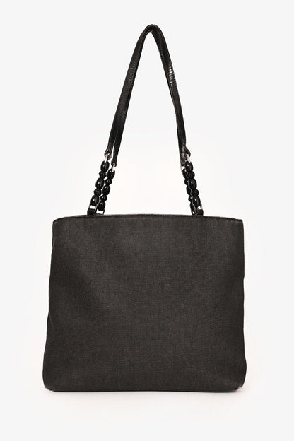 Christian Dior 2001 Grey Denim Maris Pearl Tote