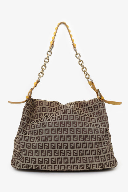Fendi Brown Zucca Canvas Mama Baguette Chain Bag
