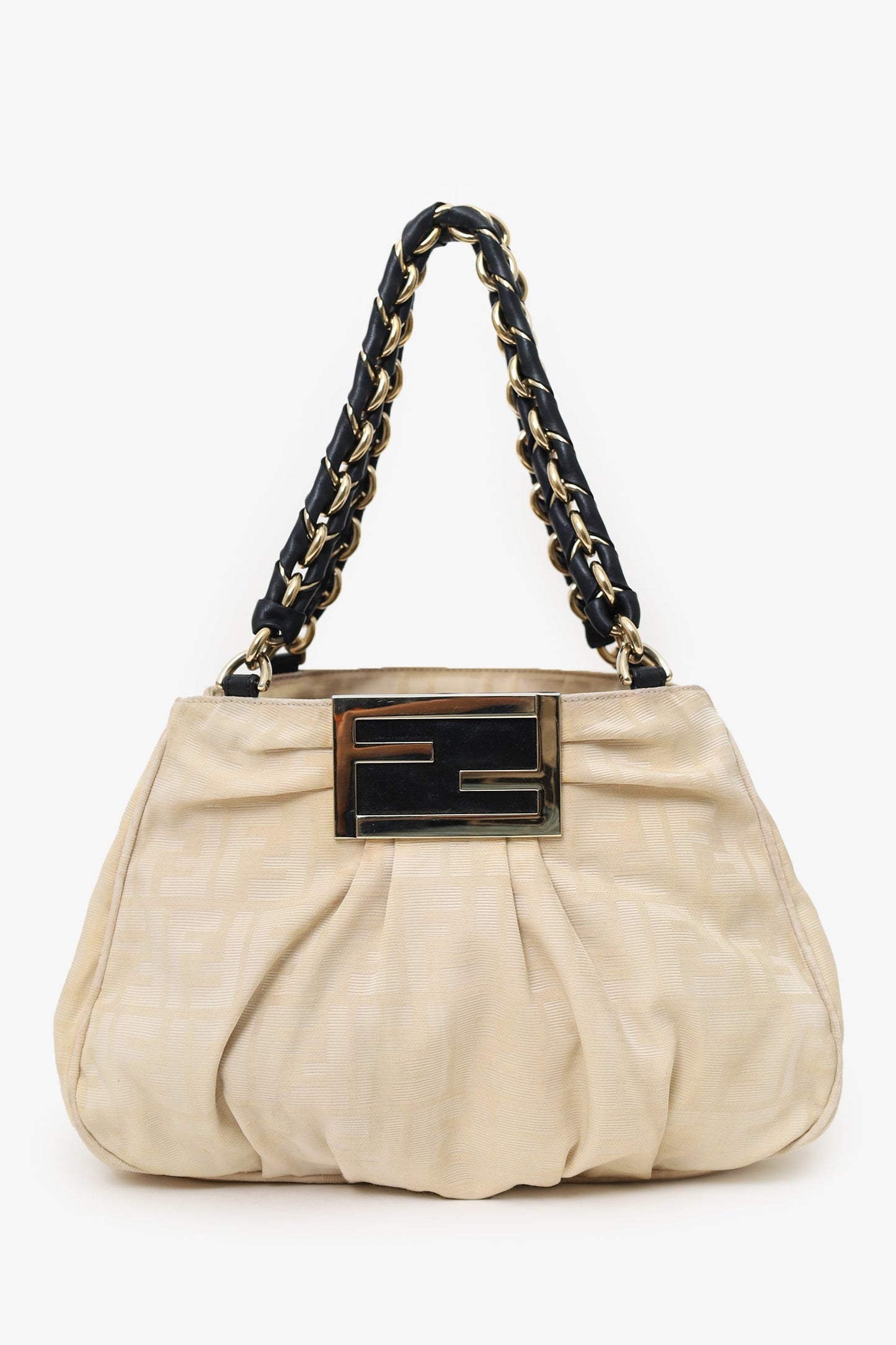 Fendi Beige FF Zucca Canvas Mia Chain Tote
