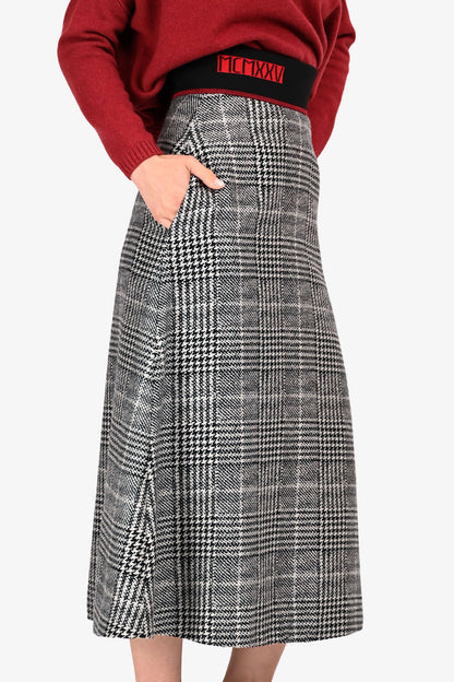 Fendi Black/White Houndstooth Midi Skirt Size 38