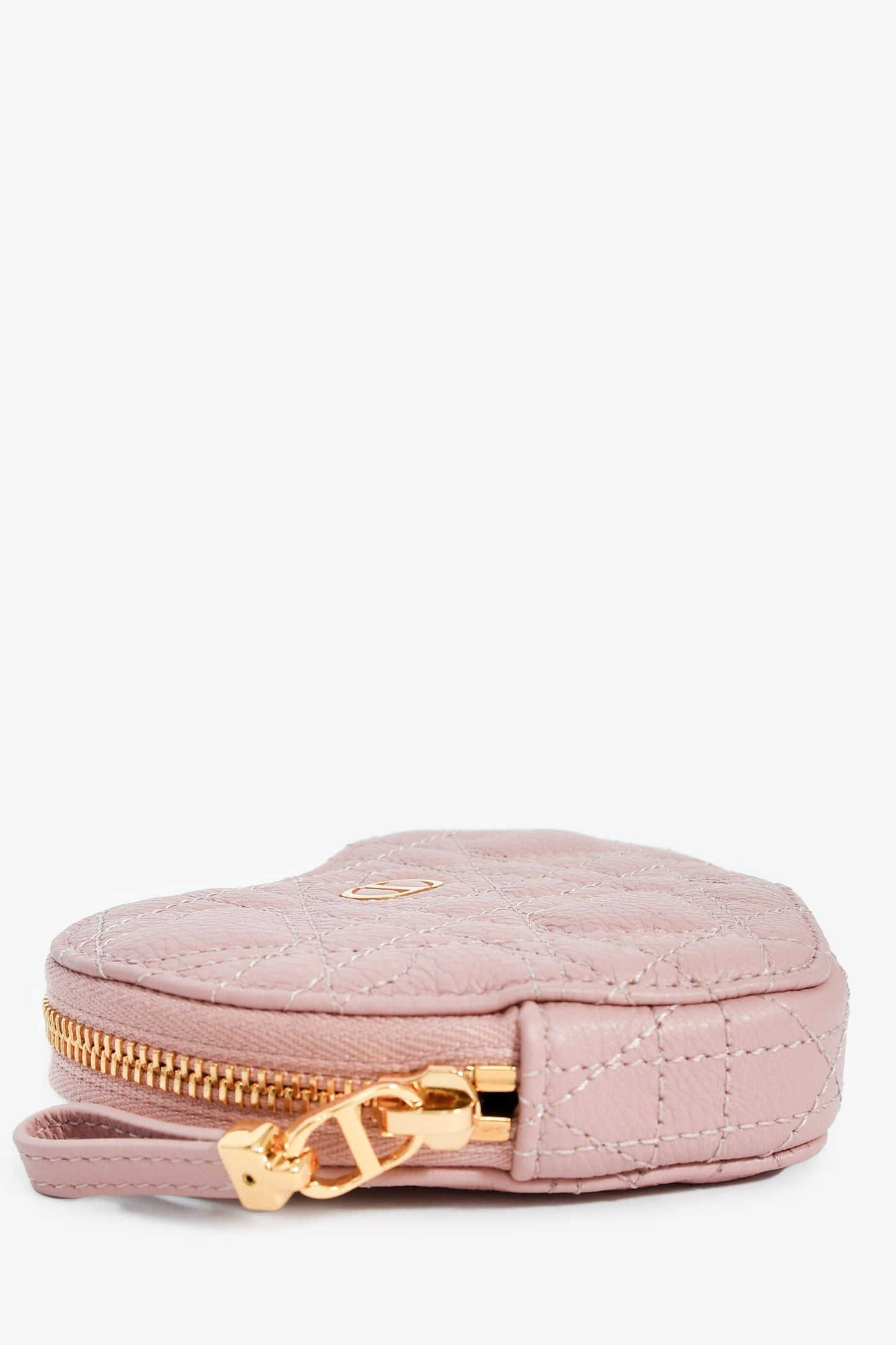 Christian Dior Pink Heart Cannage Caro Leather Heart Pouch On Chain