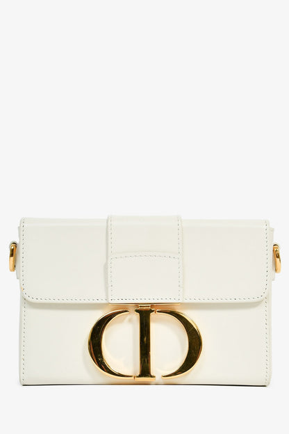Christian Dior White Leather 'Sac 30 Montaigne Mini' Crossbody