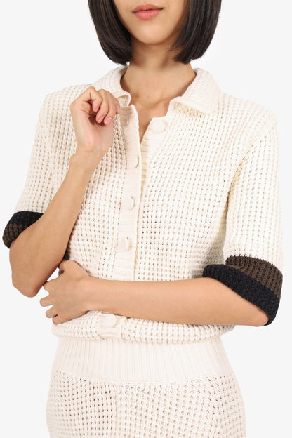 Fendi Off White Knitted Short Sleeve Romper Size 46