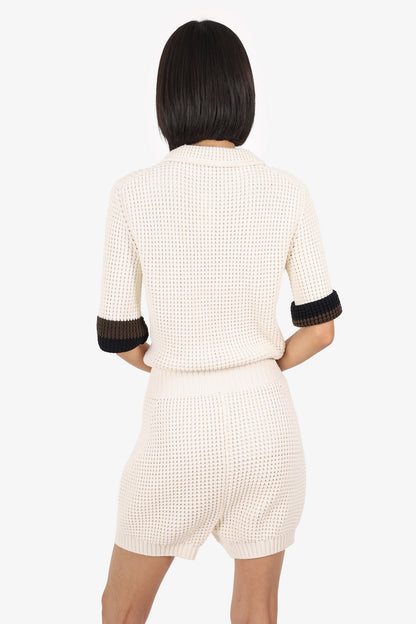 Fendi Off White Knitted Short Sleeve Romper Size 46