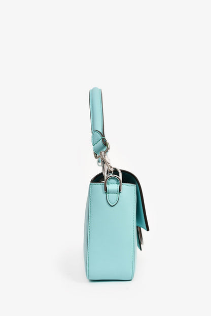 Fendi x Tiffany & Co. Limited Edition 2022 'Tiffany Blue' Leather Baguette Shoulder Bag with Strap