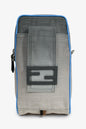 Fendi Grey Ombre Canvas Blue Trim Vertical Crossbody