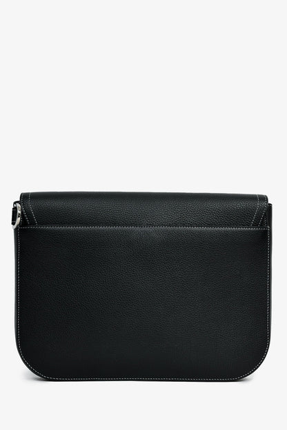Christian Dior Black Grained Leather Saddle Pouch Mens