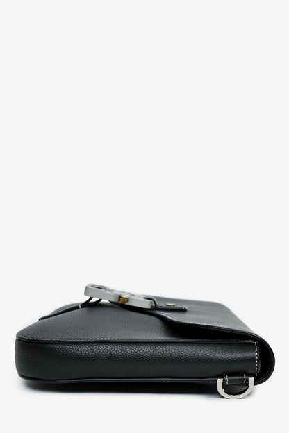 Christian Dior Black Grained Leather Saddle Pouch Mens