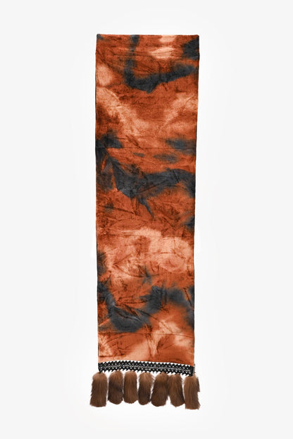 Fendi Black Fur Tassel Long Scarf
