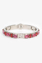 Fendi Silver Toned Red/Pink Crystal Bracelet