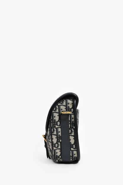 Christian Dior Navy Blue Oblique Jacquard Medium 'Bobby' Crossbody Bag