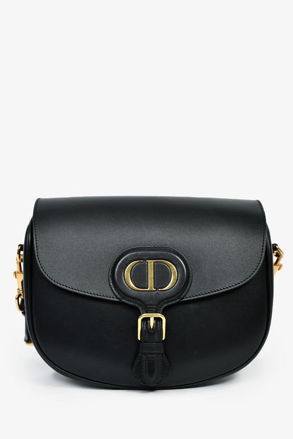 Christian Dior Black Leather Large Bobby Oblique Canvas Strap Crossbody Bag