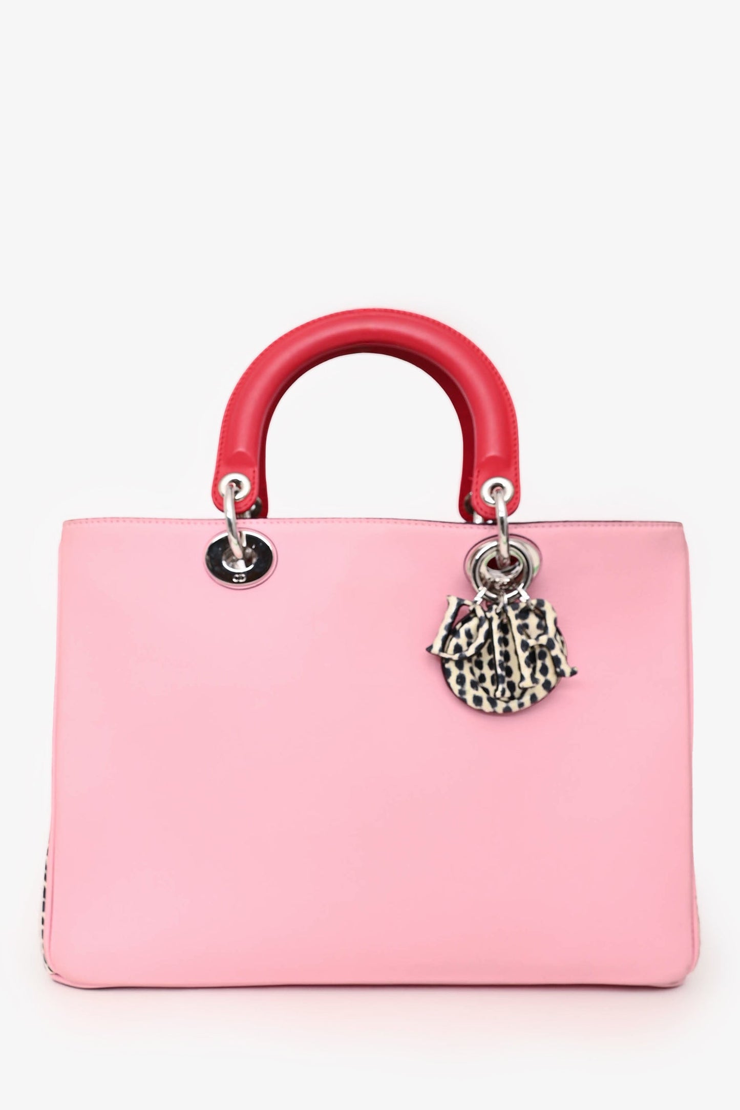 Christian Dior Pink Leather 'Diorissimo' Leather Tote With Strap And Pouch