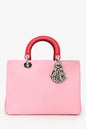 Christian Dior Pink Leather 'Diorissimo' Leather Tote With Strap And Pouch