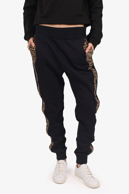 Fendi Black/Brown Zucca Side Track Pants Size 42
