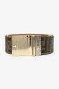 Fendi Gold Metallic/Zucca Coated Canvas Reversible Plaque Buckle Belt