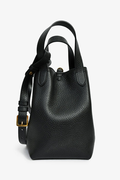 Christian Dior Black Grained Calfskin Bucket Bag With Strap
