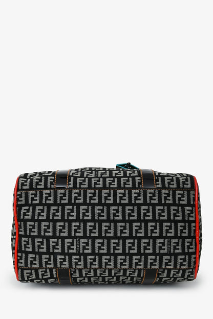 Fendi Multicolor Zucchino Canvas/Patent Leather Small Boston Bag