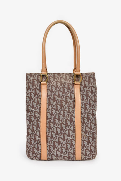 Christian Dior Brown Canvas Oblique Trotter Tote Bag