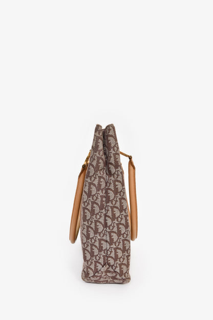 Christian Dior Brown Canvas Oblique Trotter Tote Bag
