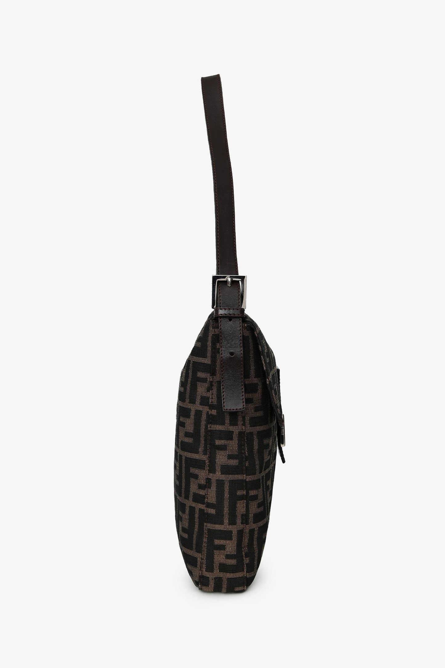 Fendi Brown FF Zucca Canvas Square Baguette Shoulder Bag