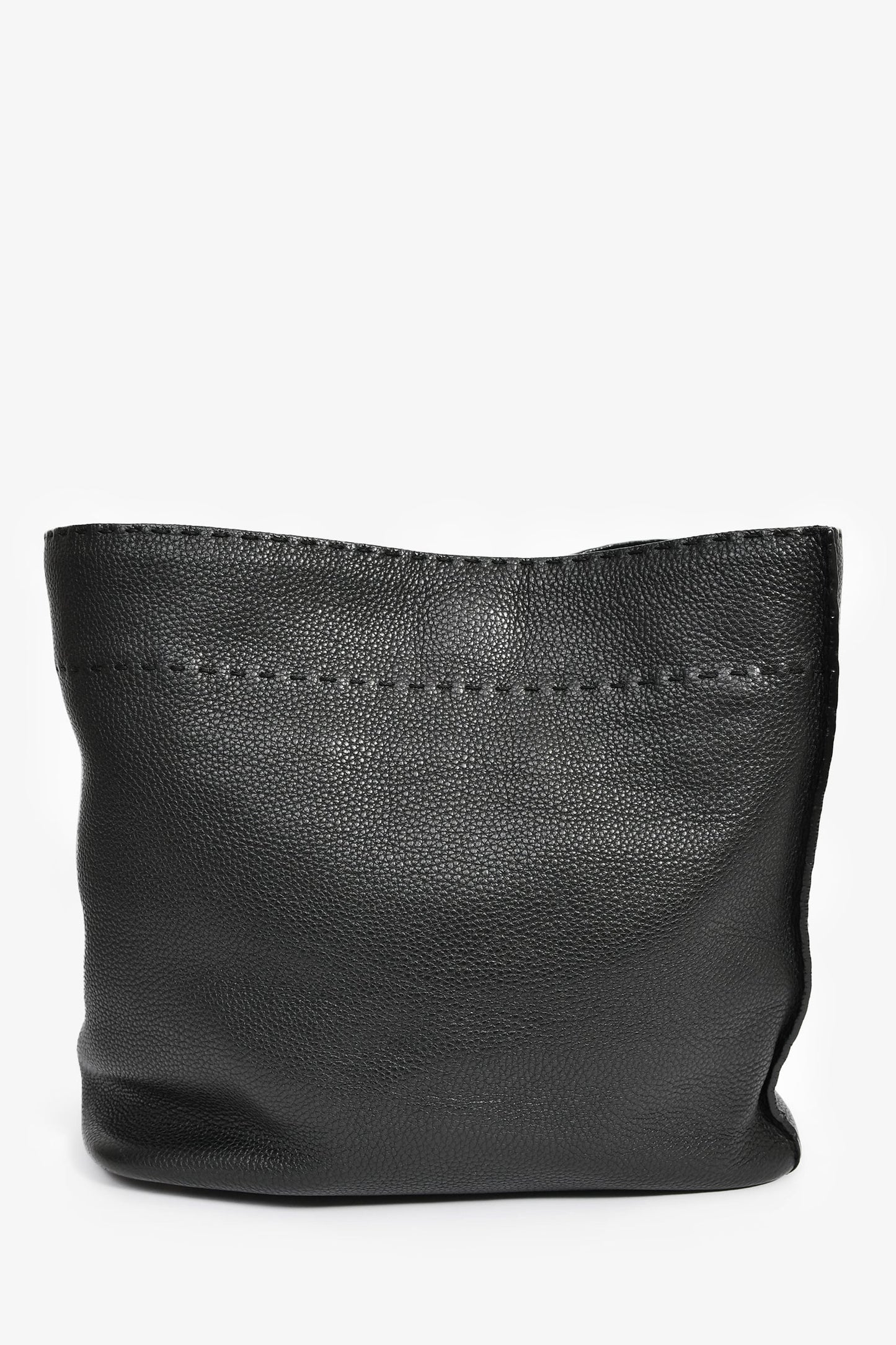 Fendi Black Leather Selleria Anna Bucket Bag with Strap