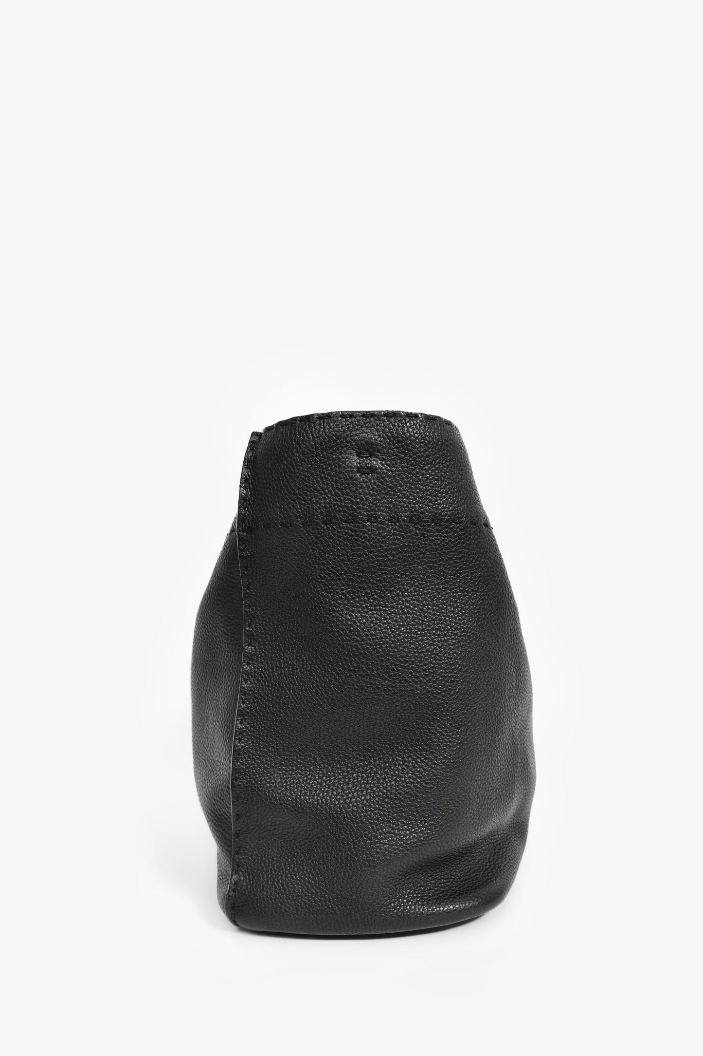 Fendi Black Leather Selleria Anna Bucket Bag with Strap
