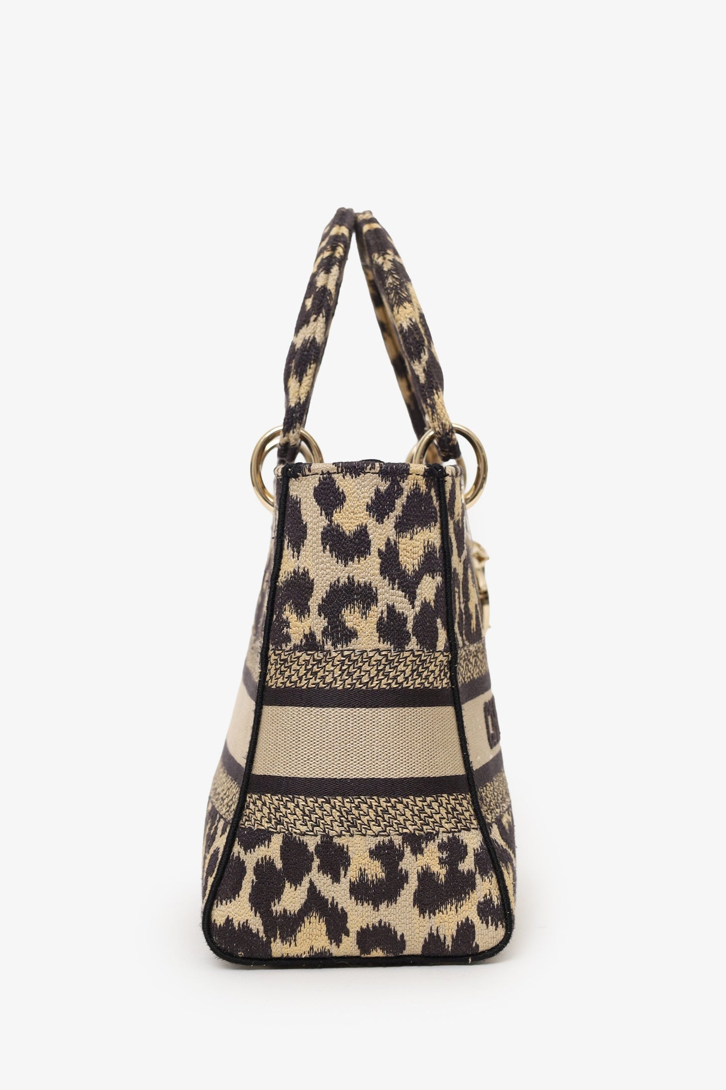 Christian Dior 2021 Leopard Print Canvas Medium Lady Dior Bag With Strap