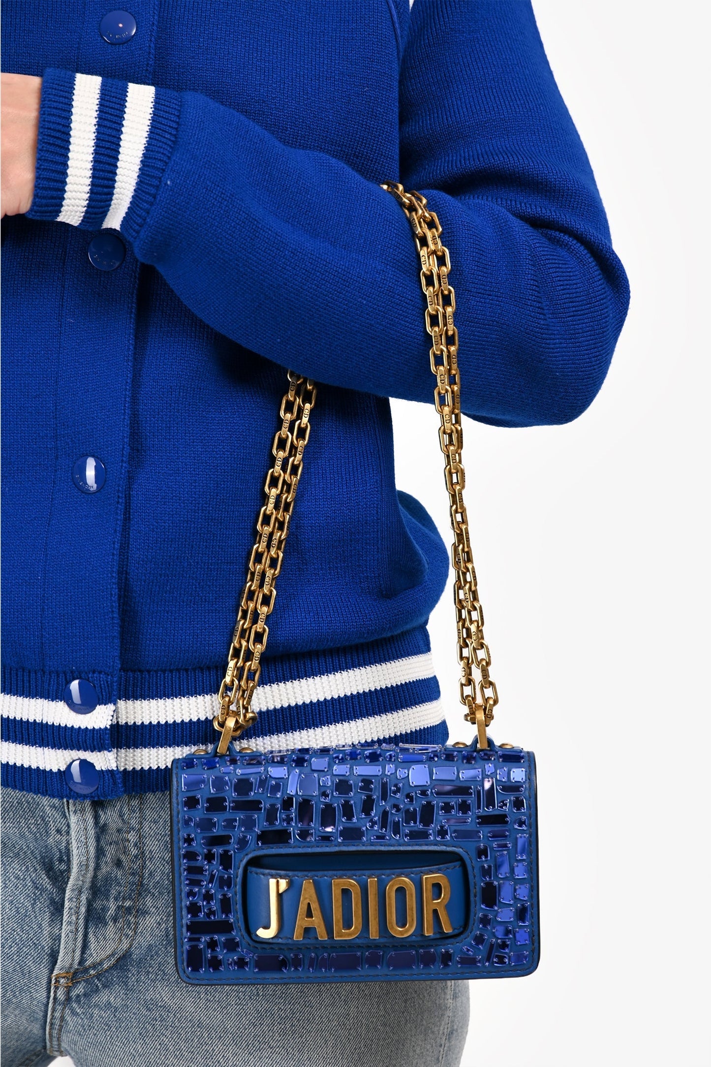 Dior 2018 Runway Blue J'Dior Mini Mosaic Of Mirrors Mini Flap Bag